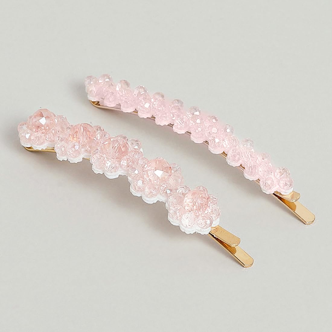 El Regalo 3 PCs Rhinestone Crystal Headband & Hair Clips Set - Shiny Non-Slip Beaded Party Hairband Hair Band with 2 Hair Clisp - Hair Accessories Hair Decoration for Women Girls (Pink)