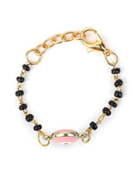 El Regalo Cute Evil Eye Nazaria Bracelet Rakhi for Babies/Kids with Roli Chawal, Rakhi Message card in Rakhi Gift Box- Baby Nazaria Rakhi (Pink Evil Eye Nazaria Rakhi)