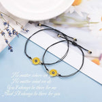 El Regalo Unisex 2 Pcs Sunflower Bracelets Set- Handmade Boho Sunflower Daisy BFF Friendship Bracelets Adjustable Braided Rope Pinky Promise Bracelets (Black)