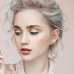 El Regalo Bee & Flower Pearl Stud Earrings- Asymmetrical Statement Cute Honeybee & Flower Stud Earrings for Girls & Women