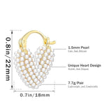 El Regalo Gold-Plated Pearl Heart Hoop Earrings for Women & Girls - Classic, Elegant Tiny Pearl Heart Hoops, Trendy & Fashionable Earrings for Everyday Wear