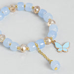 El Regalo 3PCs Butterfly Crystal Beads Tassel Bracelet Combo With Cute Enamel Butterfly Charms for Girls/Teens/Women (Option-1)