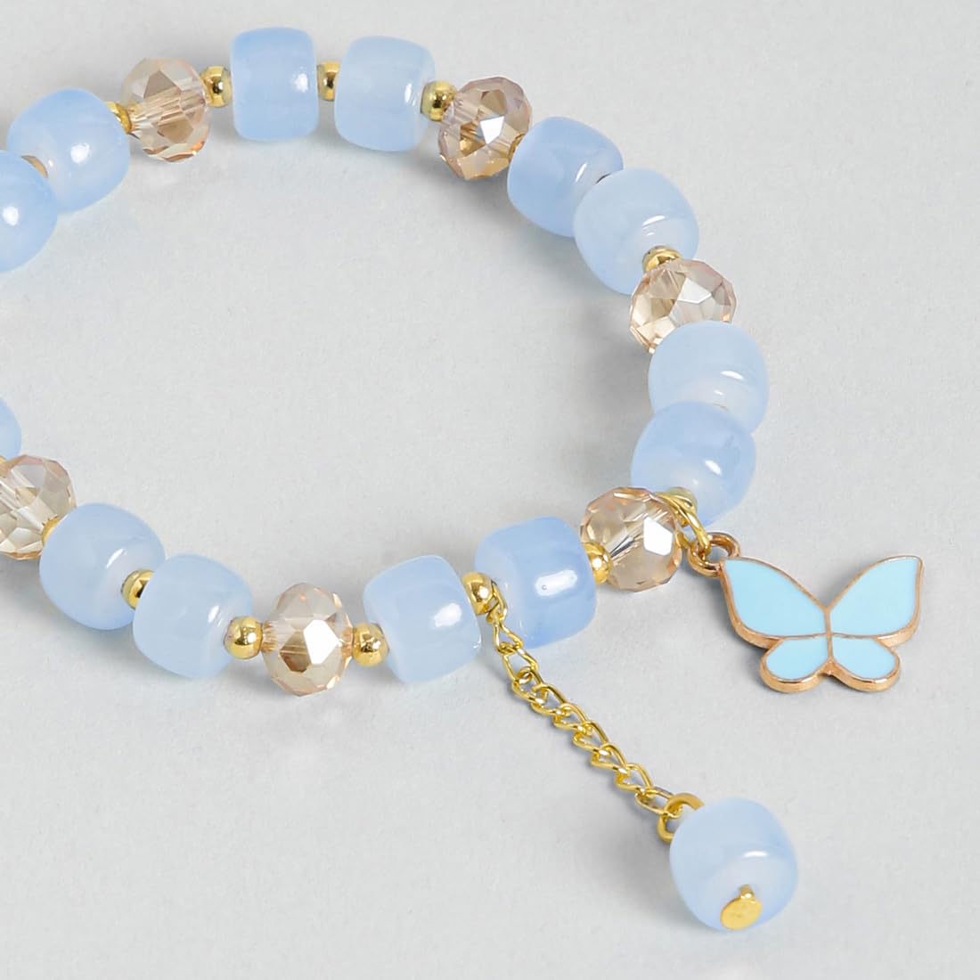 El Regalo 3PCs Butterfly Crystal Beads Tassel Bracelet Combo With Cute Enamel Butterfly Charms for Girls/Teens/Women (Option-1)