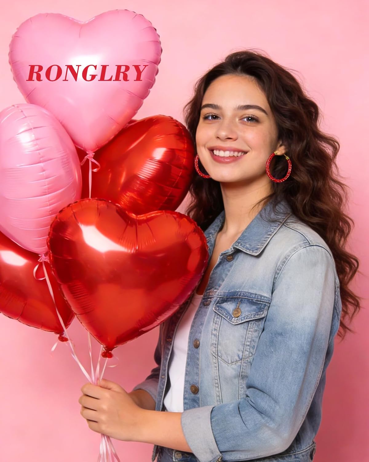 Ronglry Rhinestone Hoop Earrings for Women Glitter Hoop Earrings Bohemian Silver Sparkle Earrings Hoop Dangle Earrings for Women Large Hoop Earrings Crystal Party Earrings Prom Formal Jewelry, Crystal