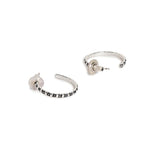 El Regalo 2 Pairs Tribal Oxidized Half Hoop Earrings, Huggie Earrings- Hammered Bohemian Oxidized German Silver Baali Earrings (Option-2)