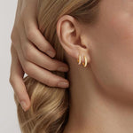 El Regalo 3 Pairs Dainty 14K Gold Plated Huggie Hoop Earrings - Small CZ Hoop Earrings Set (8mm, 10mm, 12mm) for Women & Girls, Cartilage & Tragus Earrings