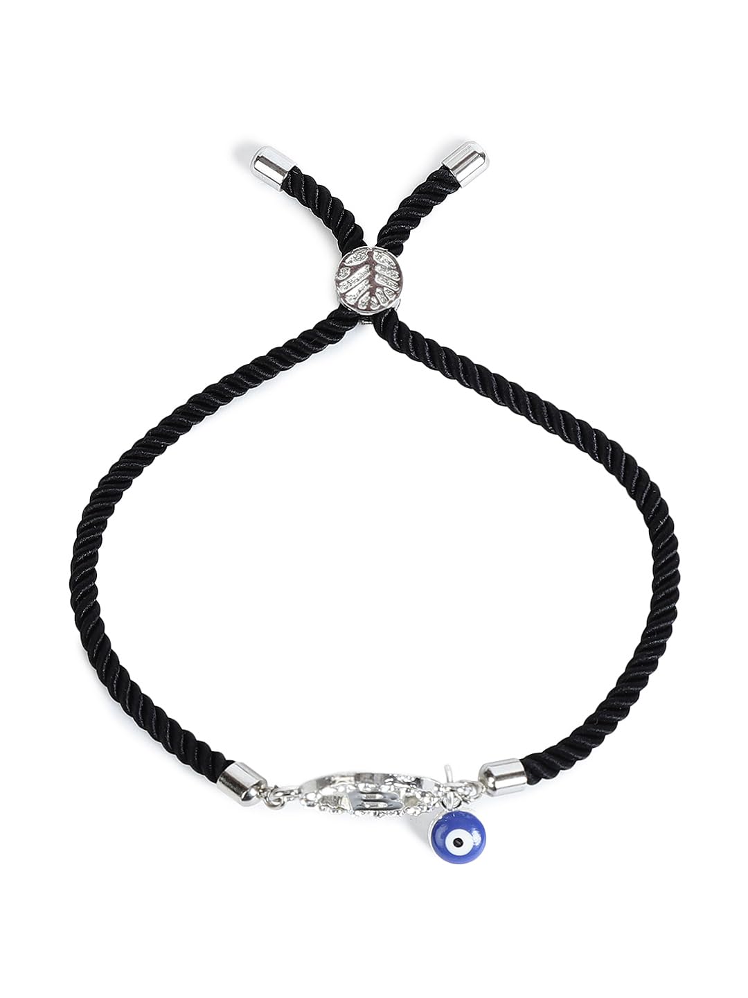 El Regalo Name Initials Evil Eye Bracelet Rakhi for Brother- Name Letter CZ Rakhi with Roli Chawal, Message Card in Rakshabandhan Box for Bhai (Black- B)
