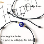 El Regalo 2PCs Lucky Evil Eye 7 Knots Handwoven Adjustable Bracelets - Protection 7 Knots Evil Eye Unisex Bracelet Set for All- Girls/Boys/Men & Women (2 Black Evil Eye)