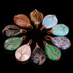 El Regalo Tree of Life Wire Wrapped Drop Natural Stones Healing Crystal Chakra Pendant Necklace - Unique Handcrafted Gemstones Pendant Necklaces (Amethyst) For Unisex Adult