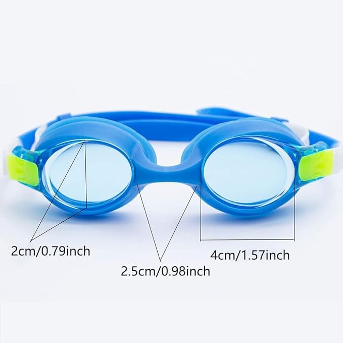 El Regalo Kids Swim Goggles Clear Wide Vision Swimming Goggles Anti Fog Kids Pool Goggles Silicone Frame Children Goggles (upto 9 years old kids) (Blue)