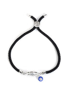 El Regalo Name Initials Evil Eye Bracelet Rakhi for Brother- Name Letter CZ Rakhi with Roli Chawal, Message Card in Rakshabandhan Box for Bhai (Black- A)