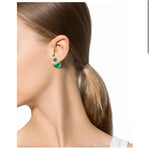 El Regalo Front/Back Green Gold Tone Beads Jacket Earrings- Jade/Emerald-Colored Beads Earrings for Women/Girls