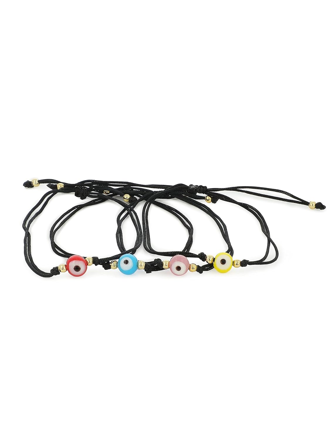 El Regalo 2 PCs Round Evil Eye Bracelet Set - Handwoven Adjustable Evil Eye Bracelets Combo for Babies/Kids/Teens/Girls/Boys/Men & Women (Option- 1)