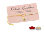 El Regalo 1PC Luxury Krishna Feather Tannis Bracelet Rakhi for Brother or Bhabhi- Elegant Feather CZ Rakhi with Roli Chawal, Message Card in Rakshabandhan Box