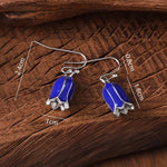 El Regalo Blue Enamel Tulip Flower Earrings for Women & Girls - Cute and Fancy Hyacinth Dangle & Double-Drop Hook Earrings (Single Flower)