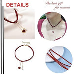 El Regalo 1PC Heart Pearls Red Lace Velvet Choker Pendant Necklace for Girls & Women