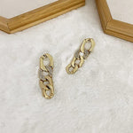 El Regalo Gold Plated Chain Link Drop Dangle Earrings- Cuban Link Golden Chain Stud Dangle Earrings for Women & Girls