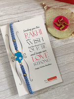 El Regalo 1PC Elephant Evil Eye Rakhi for Brother with & Message Card in Gift Box- Rakhi for Brother/Bhabhi/Niece or Nephew (Light Blue Elephant)