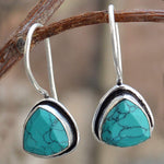 El Regalo 925 Silver Plated with Rose Quartz Antique Earrings for Women, Silver