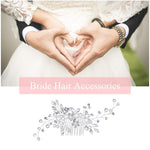 El Regalo Bridal Hair Side Comb For Women- Wedding Girls Hair Clip Leaves Pearl Rhinestone Crystal Spray Flower Hair Floral Vintage Hair Barrette Bridesmaids Headpiece