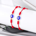 El Regalo 2PCs Lucky Evil Eye 7 Knots Handwoven Adjustable Bracelets - Protection 7 Knots Evil Eye Unisex Bracelet Set for All- Girls/Boys/Men & Women (1 Black 1 Red Evil Eye)