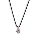 El Regalo 2PCs Evil Eye Hamsa Hand Pendant Necklaces Set for All- Kids, Girls, Boys, Men & Women- Lucky Pink & Blue Evil Eye Hamsa Hand for Best Firends/Couples