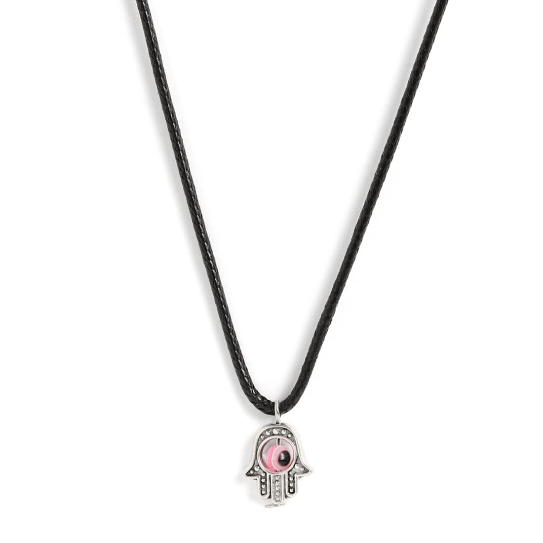 El Regalo 2PCs Evil Eye Hamsa Hand Pendant Necklaces Set for All- Kids, Girls, Boys, Men & Women- Lucky Pink & Blue Evil Eye Hamsa Hand for Best Firends/Couples
