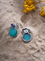 El Regalo 1Pair Oxidized German Silver Ganesha Elephant Stone Stud Earrings- Handcrafted Unique Earrings with Color Stone Options (silky Green)