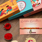 El Regalo 1 PC Moli Rakhi for Bhaiya - Rakshabandhan Moli Charms Rakhi with Message Card & Roli Chawal Shagun in Rakhi Box (Hamsa Hand Moli Rakhi)