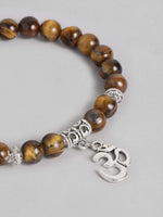El Regalo -e OM -e Charm Healing Yoga 8mm Beads Stretchable Bracelets for Men/Women | OM Yoga Spiritual Jewelry (Tiger Eye)