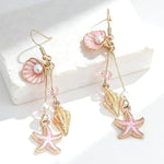 El Regalo Ocean Charm Starfish & Seashell Dangle Earrings for Women & Girls | Gold Plated Beach-Themed Pearl Drop Earrings | Cute & Trendy Jewelry Gift