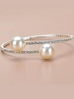 El Regalo Glamorous Pearls & Rhinestone Cuff for Girls & Women- Sleek & Elegant Pearls Bracelet