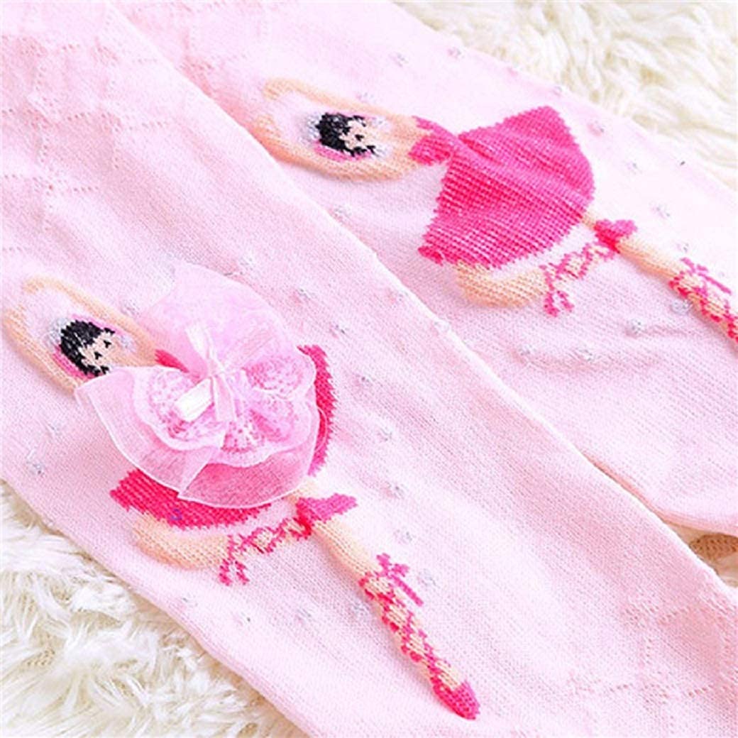 El Regalo Kids Girls Baby Ballet Dance Princess Tights Stockings Pantyhose | 1 pair | Princess Cotton Legging Stocking Pants Socks (Pink Large (7-9 Years))