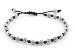 El Regalo 2 PCs Boho Macrame Adjustable Oxidized German Silver Bead Anklet for Girls & Women (Flower Beads)