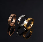 El Regalo Fashion Classic Titanium Steel Women Stacking Ring- Anti Tarnish/Waterproof Cubic Zirconia Stainless Steel Promise Ring for Girls & Women (Rose Gold, 9)