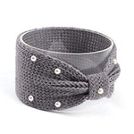 El Regalo Knitted Woolen Pearls Headband, Headwrap, Ear Warmer, Ear Muffs Band, Winter Headbands for Girls, Teens & women (Gray)