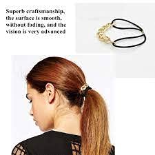 El Regalo Metal Chain Ponytail Holder | Vintage Alloy Elastic Hair Rope Women Girl Hair Ties Ring Hair Accessories for Girls & Women (Golden & Silver)