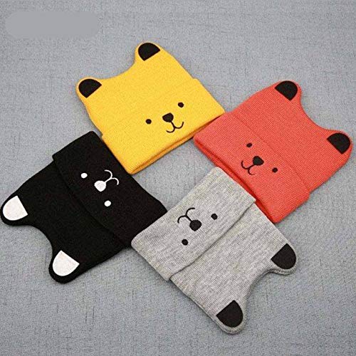 El Regalo 1 PC Kids Soft Caps | Beanie Earflaps Little Girl Boy Colorful Cartoon Bear Warm Knit Hat (1-3 Years) (Grey)