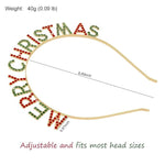 El Regalo Christmas Headbands for Women & Girls | Red & Green Rhinestone "MERRY CHRISTMAS" Letter Tiara | Festive Metal Hairband Crown for Xmas Parties, Photoshoots, Holiday Celebrations & Gifts