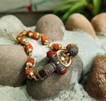 El Regalo OM Rudraksha Mahakal Metallic Golden Brass Bracelet Rakhi for Brother Rudraksha Rakhi with shagun, Rakhi Message Card in Rakhi Gift Box Rakhi for Bhai