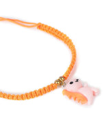 El Regalo 2PCs Cute Kids Dinosaur Bracelets Rakhi Combo for Brother with Roli Chawal, Rakhi Message Card in Rakhi Gift Box (Black Yellow)