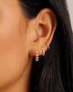 El Regalo 3 Pairs Dainty 14K Gold Plated Huggie Hoop Earrings - Small CZ Hoop Earrings Set for Women & Girls, Cartilage & Tragus Earrings (Style-2)