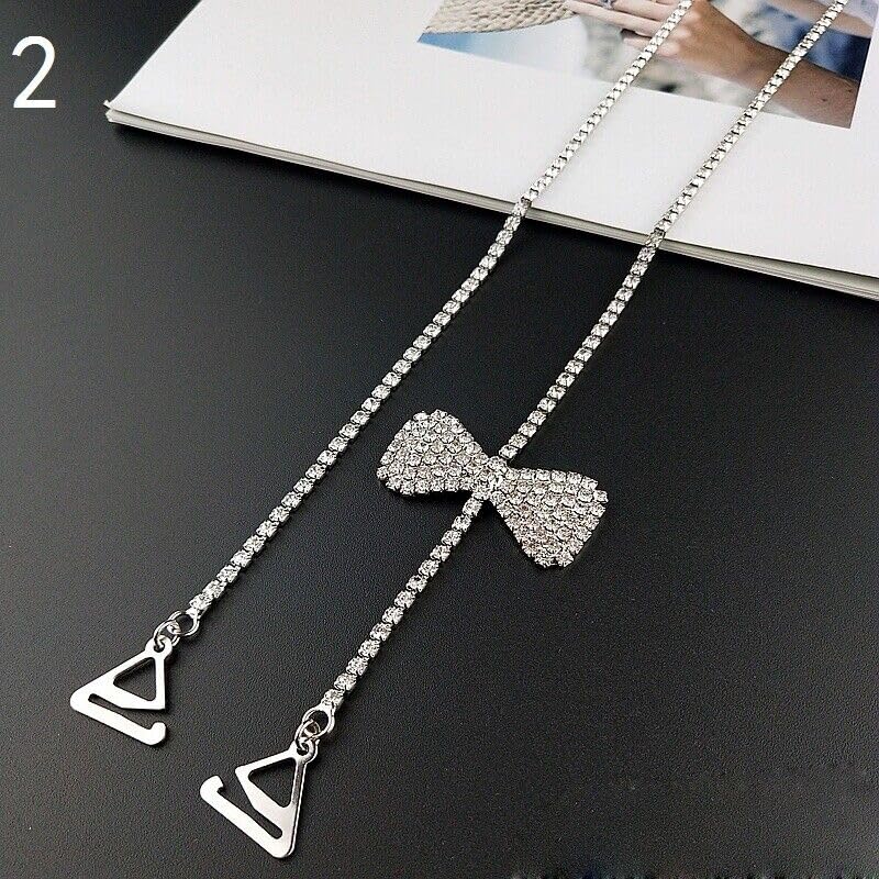 El Regalo 1 Pair Fancy Crystal Bow Bra Shoulder Straps- Beauty Back Shoulder Strap Bra Adjustable Shoulder Strap for Wedding/Party Gowns (Silver)