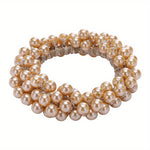El Regalo 4PCS Fancy Pearls Hair Ties- Elastic Pearl Scrunchies Bead Hair Ropes Stretchy Hair Band Pearl Hair Scrunchies Hair Accessories for Women Girls (Color Options-3)