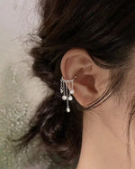 El Regalo Droplet Tassel Chain Cuff Earrings- No Piercing Cartilage Earrings, Wrap Drop Tassel Chain Earrings for Women Teen Girls
