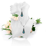 El Regalo Retro Turquoise Rhinestone Earrings Necklace Jewelry Set for Girls & Women