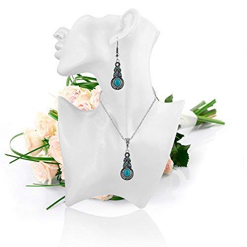 El Regalo Retro Turquoise Rhinestone Earrings Necklace Jewelry Set for Girls & Women