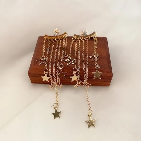 El Regalo Women's & Girl's Luxury Exaggerated Long Stars Tassels Earrings - Lightweight Party Earrings for a Stunning Look - Gentle Move, Elegant Design for Special Occasions