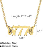 El Regalo Small Butterfly Wings Angel Number Necklace- Stainless Steel, Anti Tarnish, Angel Number Numerology Jewelry for Women & Girls (Angel Number 777)