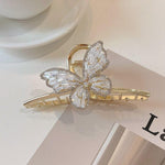 El Regalo Fancy Large Shark Hair Clutcher Clip - Metal Rhinestone Crystals Butterfly Hair Claw for Women - Wedding/Party Hair Accessories